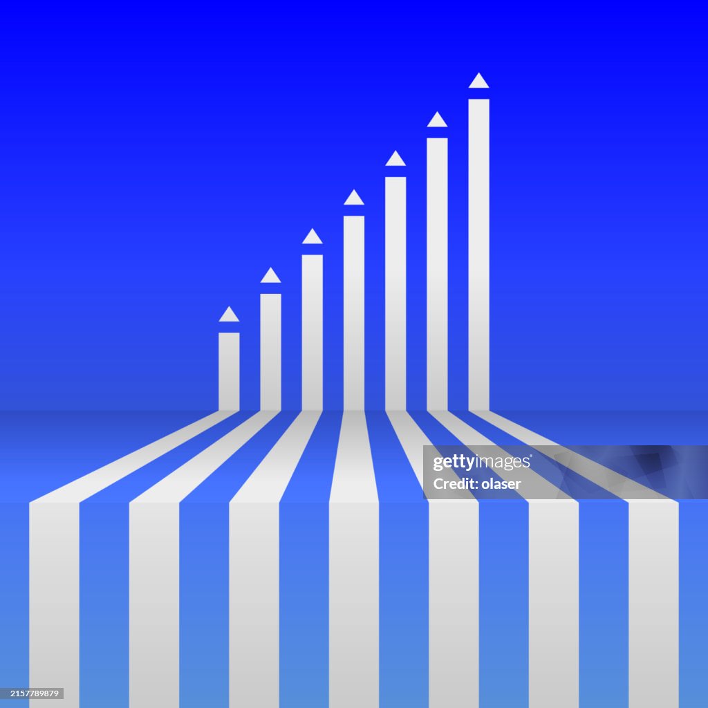 3d Bar Graph Showing Progress On Wall High-Res Vector Graphic - Getty ...