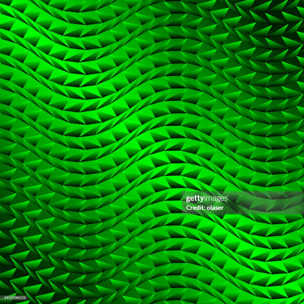 Solid Shiny Green Triangles In Wide Slow 3d Snake Wave Pattern High-Res ...