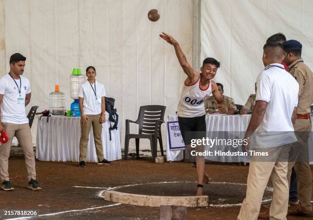 Candidates from all over Maharshatra give their Obstacle test for the recruitment of Railway Police at Ghatkopar, on June 19, 2024 in Mumbai, India.