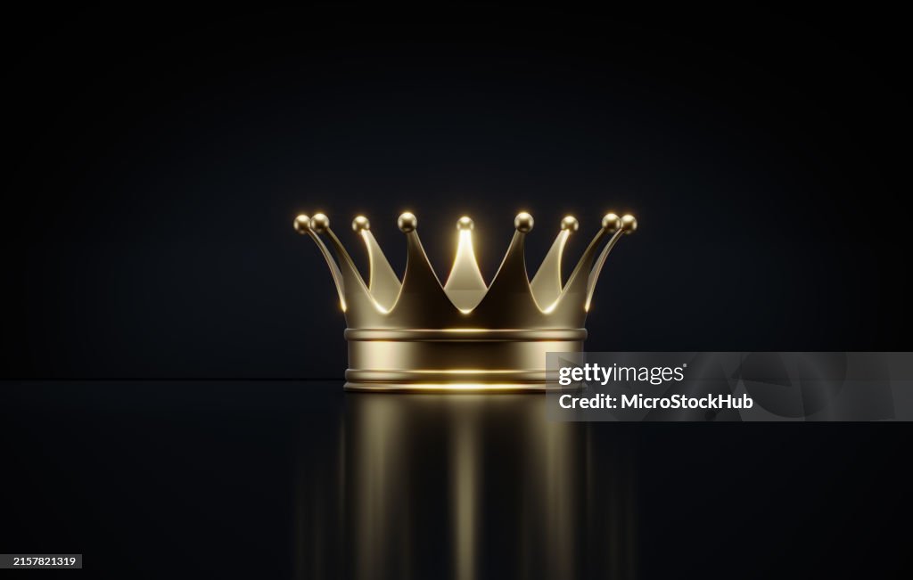 Goldfarbene Krone auf schwarzem Hintergrund