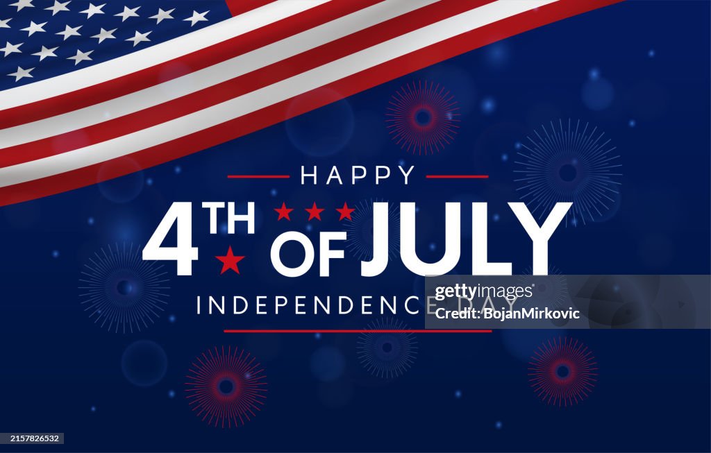 4th of July, Independence Day, Fourth of July background, poster with USA flag. Vector