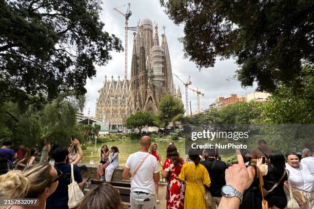 View of the Sagrada Familia in Barcelona, Spain on June 19, 2024.
