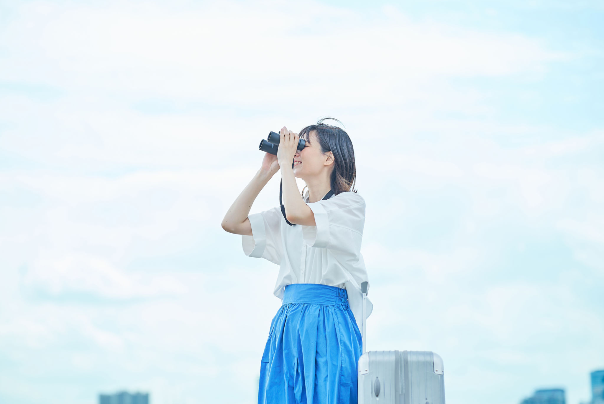 guide with binoculars