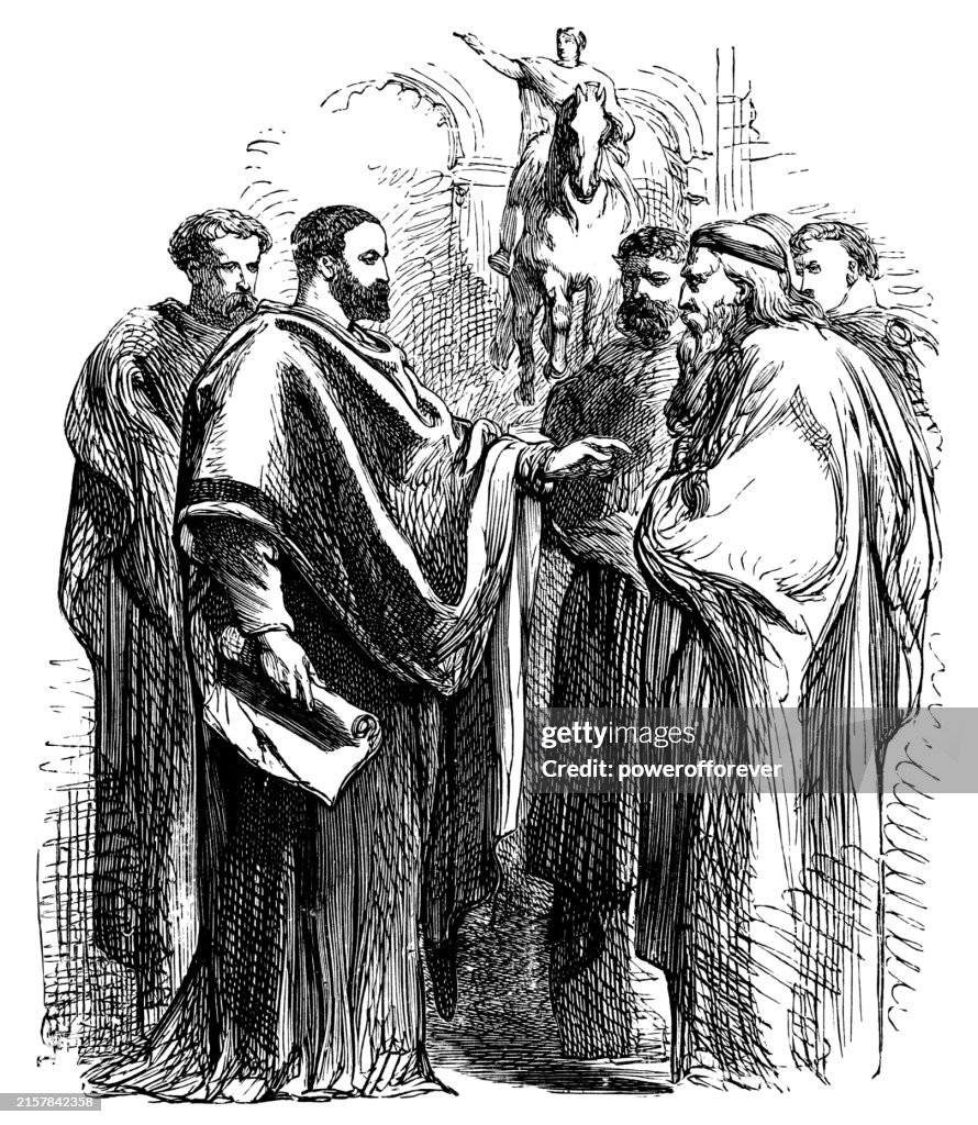 Roman Senators Discussing the Invasion of Britain in Cymbeline - Works of William Shakespeare