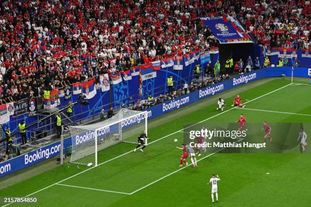 General view of the inside of the stadium as Jude Bellingham of England scores his team's first goal with a header whilst under pressure from Andrija...