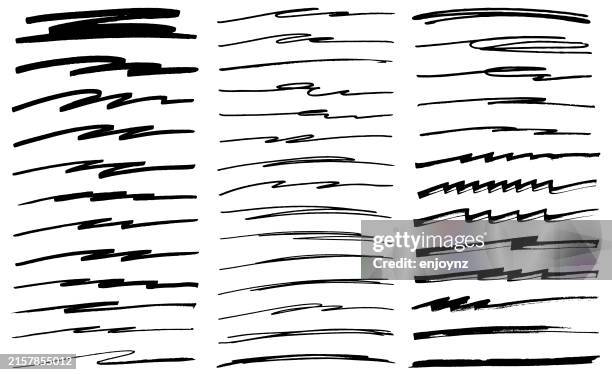 ilustraciones, imágenes clip art, dibujos animados e iconos de stock de vector de patrones de subrayado de rotulador negro - rotulador permanente
