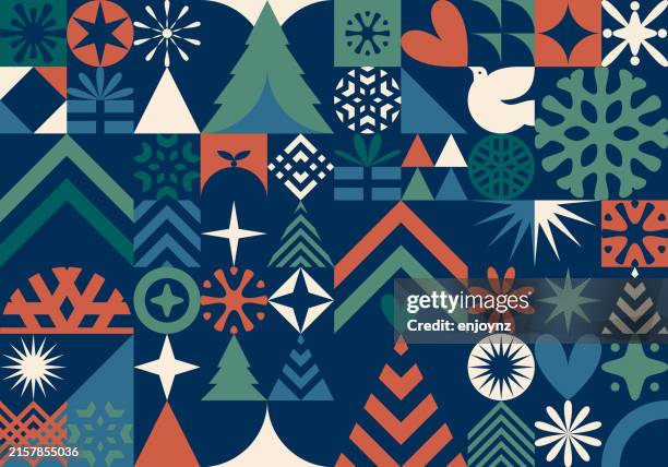 seamless retro christmas decorations pattern - christmas market stock illustrations
