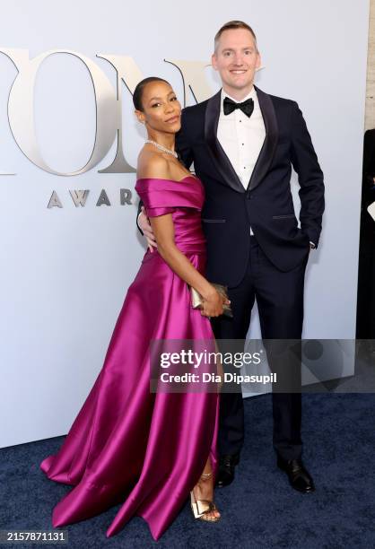 Nikki M. James and Derek Oosterman attend the 77th Annual Tony Awards at David H. Koch Theater at Lincoln Center on June 16, 2024 in New York City.
