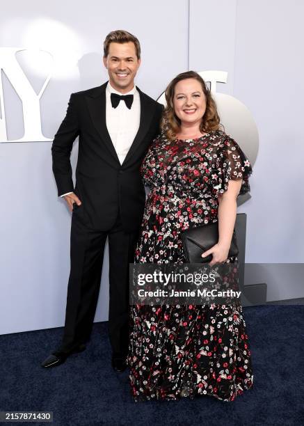 Andrew Rannells and Zuzanna Szadkowski attend the 77th Annual Tony Awards at David H. Koch Theater at Lincoln Center on June 16, 2024 in New York...