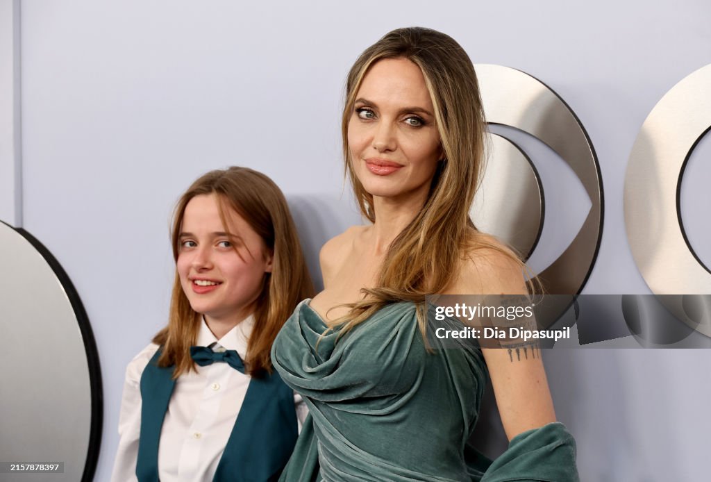 Vivienne JoliePitt and Angelina Jolie attend the 77th Annual Tony
