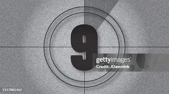 Black And White Retro Countdown Screen Template Design Number 9 With ...