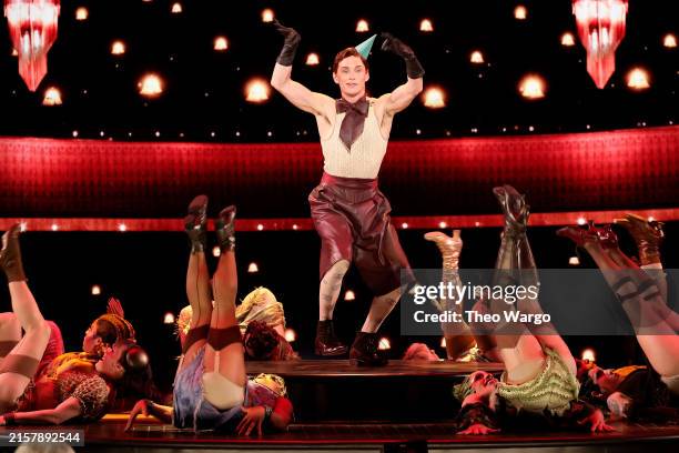 Eddie Redmayne and the cast of "Cabaret at the Kit Kat Club" perform onstage during The 77th Annual Tony Awards at David H. Koch Theater at Lincoln...