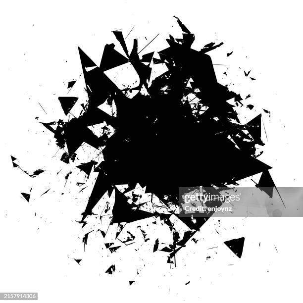 black shattered shapes explosion vector illustration - destruction stock illustrations