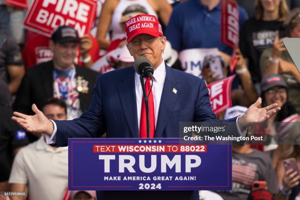 Trump Racine Wi Rally Former president Donald Trump speaks to supporters during a rally at ...