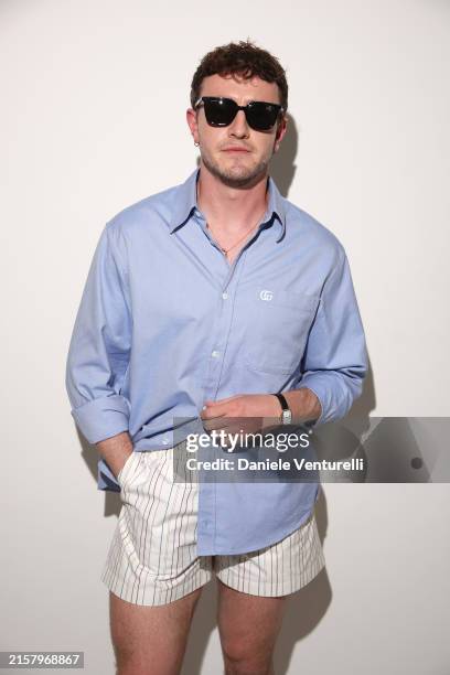 Paul Mescal is seen front row at the Gucci Men's Spring Summer 2025 Fashion Show during the Milan Fashion Week Menswear Spring/Summer 2025 at...