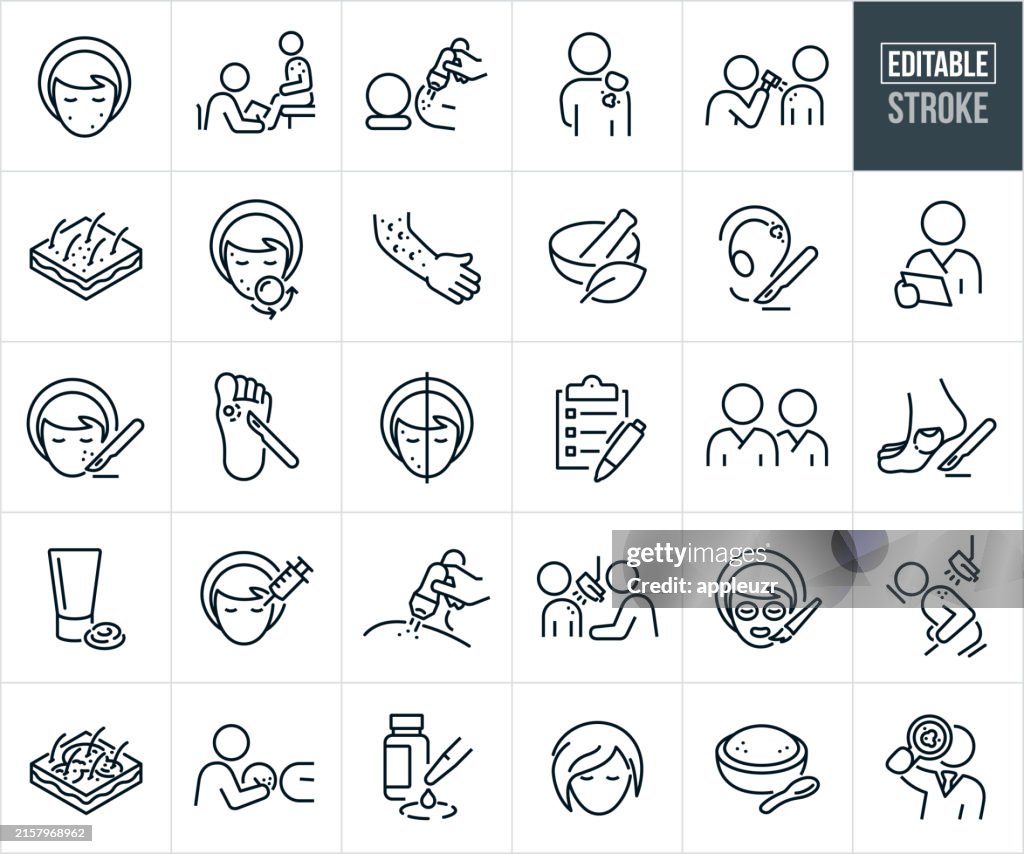 皮膚科細線アイコン - 編集可能なストローク