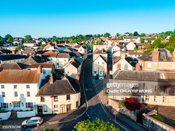 town houses in chepstow, wales, uk - welsh culture stock pictures, royalty-free photos & images
