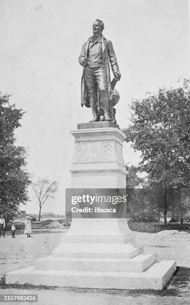 antique photograph of chicago: humboldt monument, humboldt park - humboldt park stock illustrations