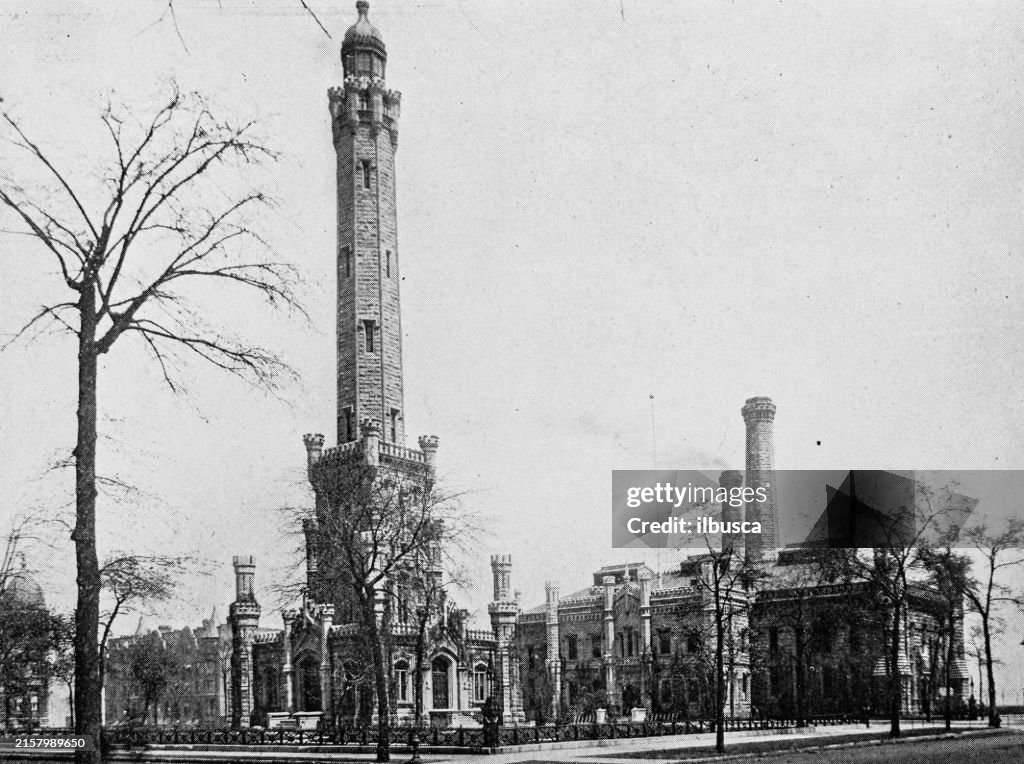 Antique photograph of Chicago: Main Water works, North Side