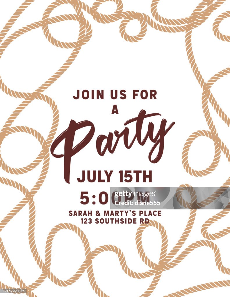 Invitation Cards Using Ropes Party Invitation With A Rope Border High-Res Vector Graphic - Getty Images