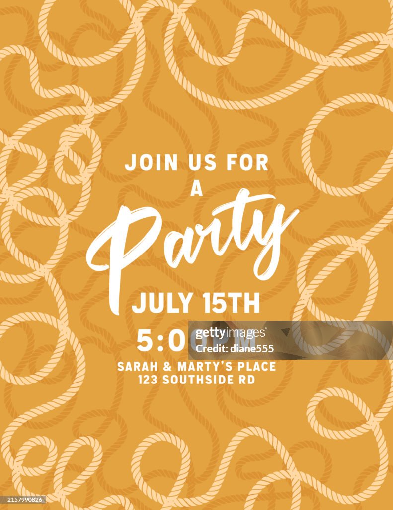 Invitation Cards Using Ropes Party Invitation With A Rope Border High-Res Vector Graphic - Getty Images