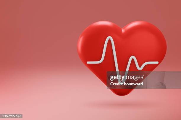 3d red heart with pulse. vector - taking pulse stock illustrations