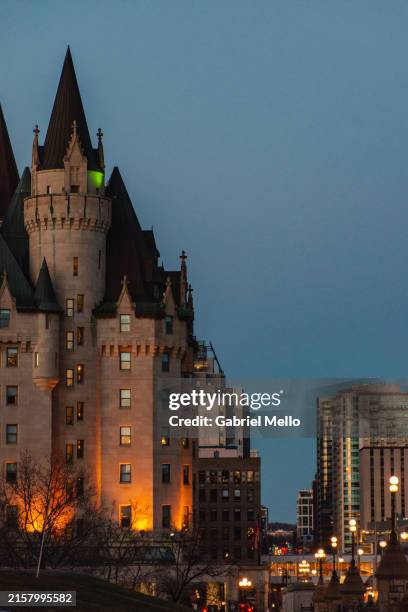 view of fairmont château laurier - rideau canal stock pictures, royalty-free photos & images