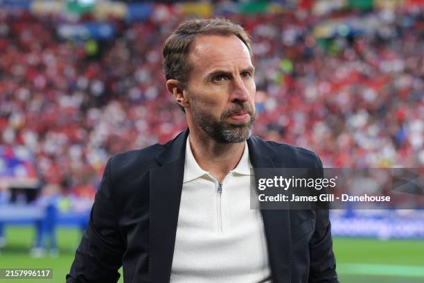 Gareth Southgate, manager of England, during the UEFA EURO 2024 group stage match between Serbia and England at Arena AufSchalke on June 16, 2024 in...