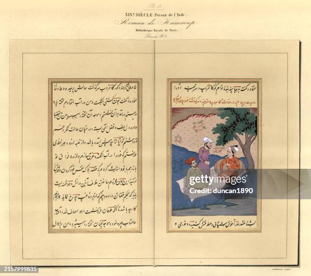 illustrazioni stock, clip art, cartoni animati e icone di tendenza di storia della scrittura, paleografia, persiano e indiano, kamrup, 19 ° secolo, illustrazione d'epoca, arte paleografia universale - cultura-persiana