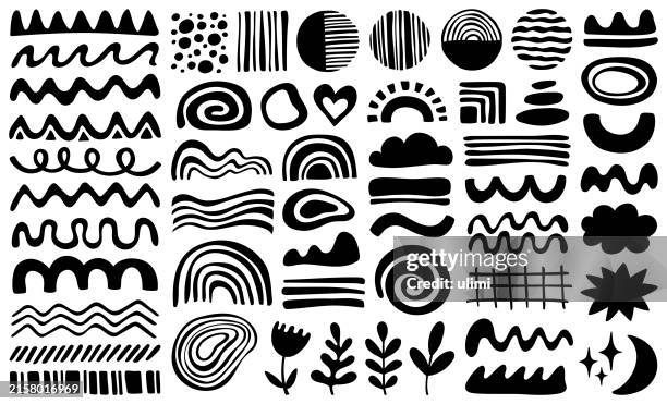 hand drawn design elements - lunar rainbow stock illustrations