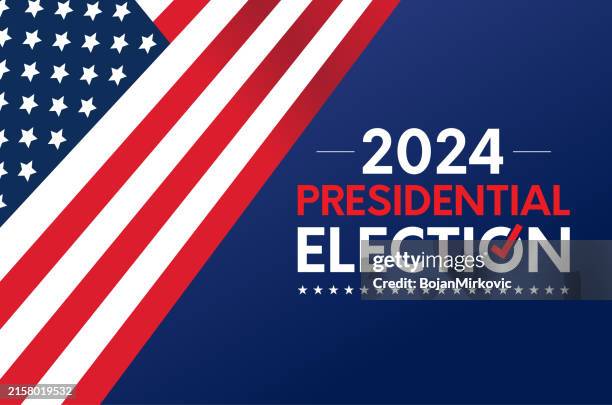 ilustraciones, imágenes clip art, dibujos animados e iconos de stock de elecciones presidenciales de 2024 en estados unidos. vector - campaña política