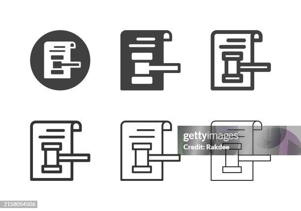 court order document icons - multi series - attendance stock illustrations