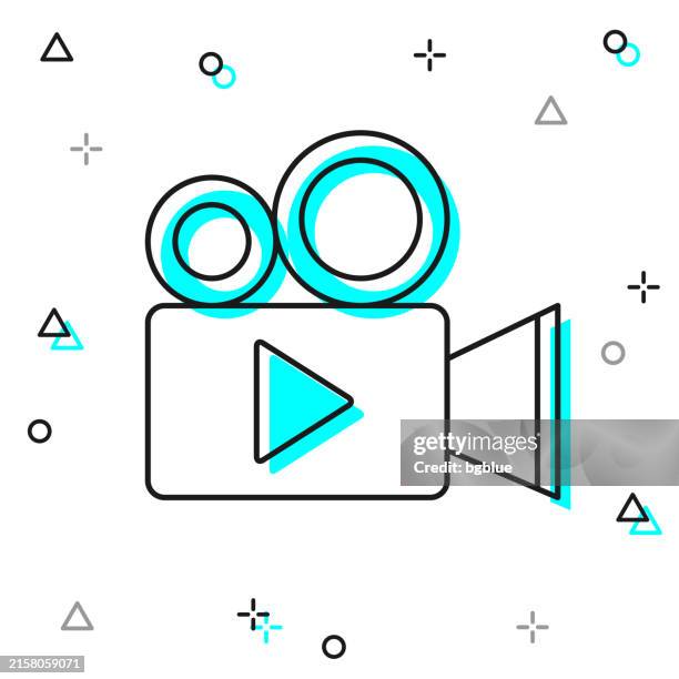 video camera. line icon on white background - vintage television white background stock illustrations