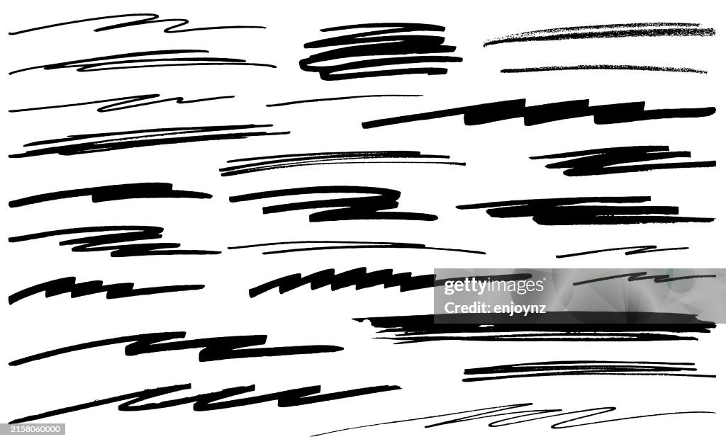 Scrible Patterns Black Marker Pen Underline Scribble Patterns Vector High-Res Vector ...