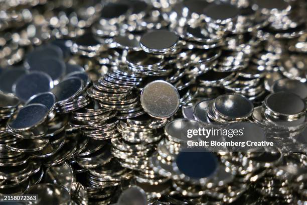 close-up of blank silver coins - heap stock pictures, royalty-free photos & images