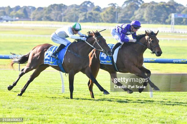 Herrlich ridden by Daniel Stackhouse wins the Sportsbet Jockey Watch Handicap at Sportsbet Sandown Hillside Racecourse on June 19, 2024 in...