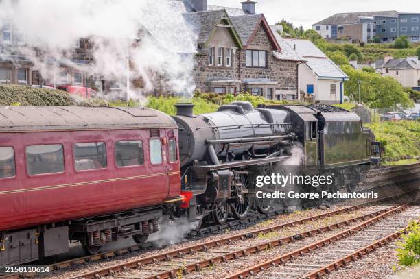 steam train in mallaig, scotland - steam train scotland stock pictures, royalty-free photos & images