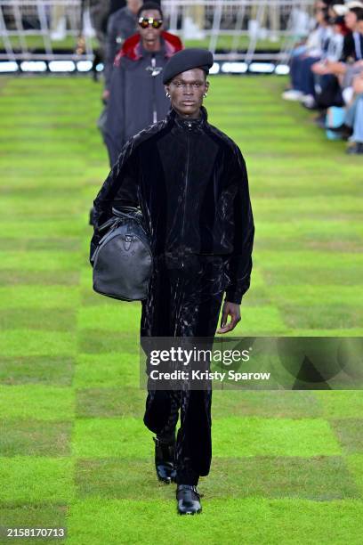 Model walks the runway during the Louis Vuitton Menswear Spring/Summer 2025 show as part of Paris Fashion Week on June 18, 2024 in Paris, France.
