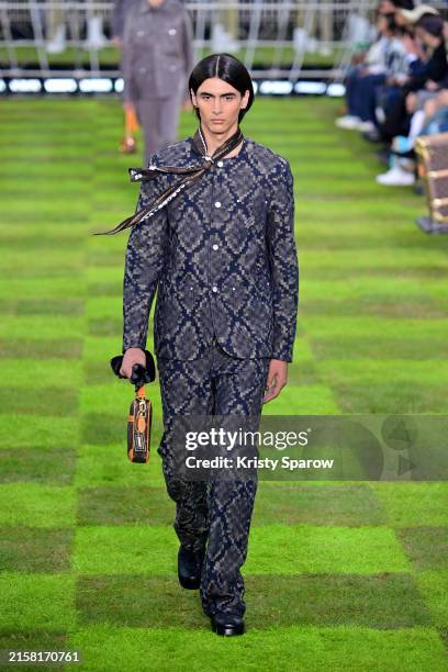 Model walks the runway during the Louis Vuitton Menswear Spring/Summer 2025 show as part of Paris Fashion Week on June 18, 2024 in Paris, France.