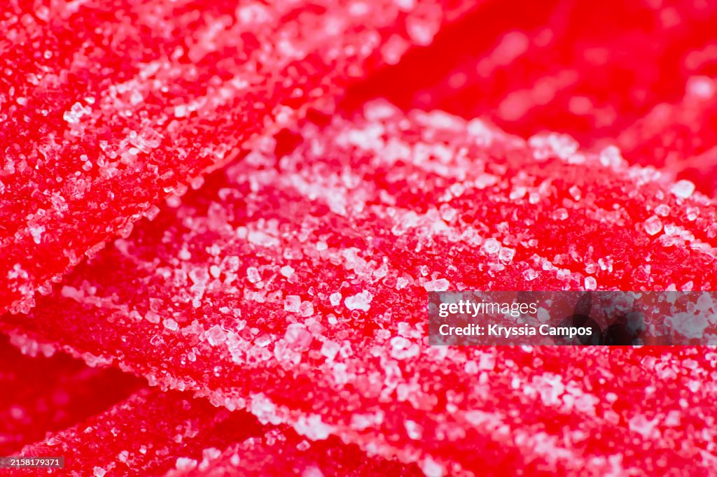 Close up to Red Sour Strips -Jelly Gummy Candies