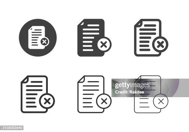 rejected document icons - multi series - cancellation stock illustrations