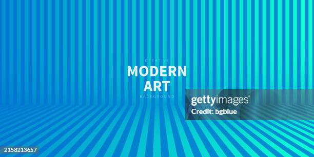 abstract striped background and blue gradient - trendy 3d background - futuristic empty room stock illustrations