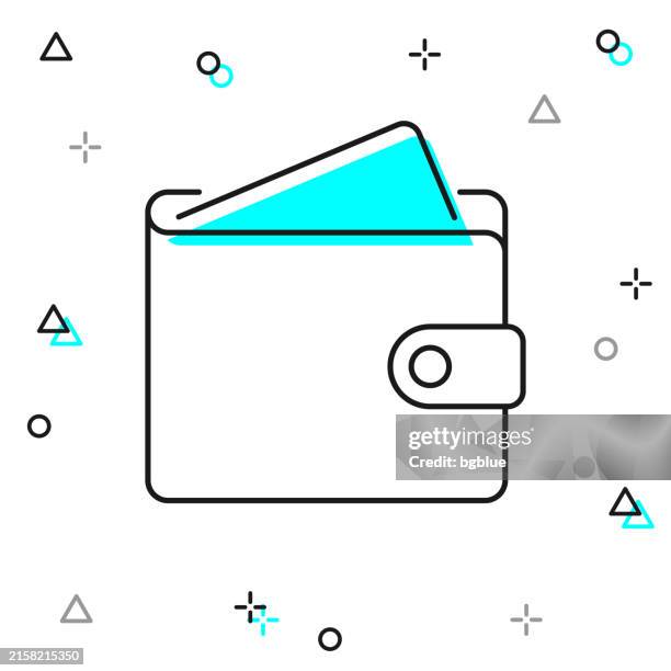 brieftasche. liniensymbol auf weißem hintergrund - hosentasche stock-grafiken, -clipart, -cartoons und -symbole
