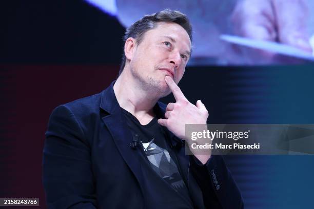 Elon Musk attends 'Exploring the New Frontiers of Innovation: Mark Read in Conversation with Elon Musk' session during the Cannes Lions International...