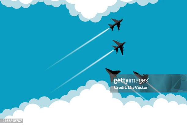 illustrations, cliparts, dessins animés et icônes de ensemble de vecteurs d’avion à réaction - avion militaire