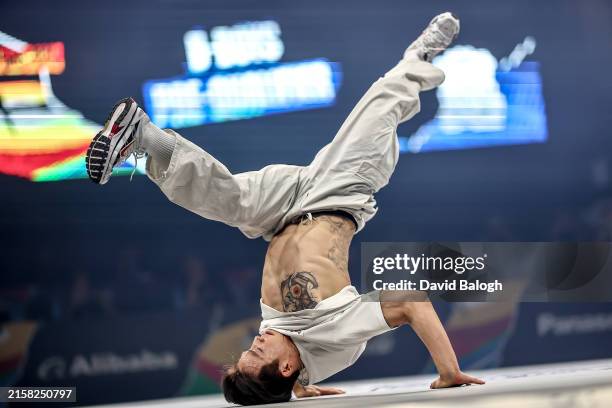 Kill of Korea competes in the Breaking B-Boys pre-qualifier the Olympic Qualifier Series on June 22, 2024 in Budapest, Hungary.