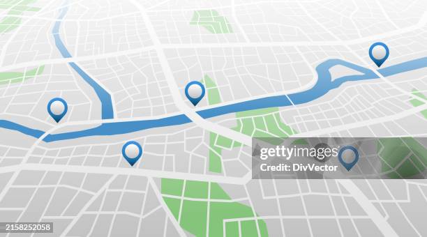 gps tracking map vector set - map marker stock illustrations