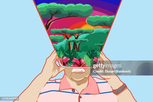vr can make your life better - video game development stock illustrations