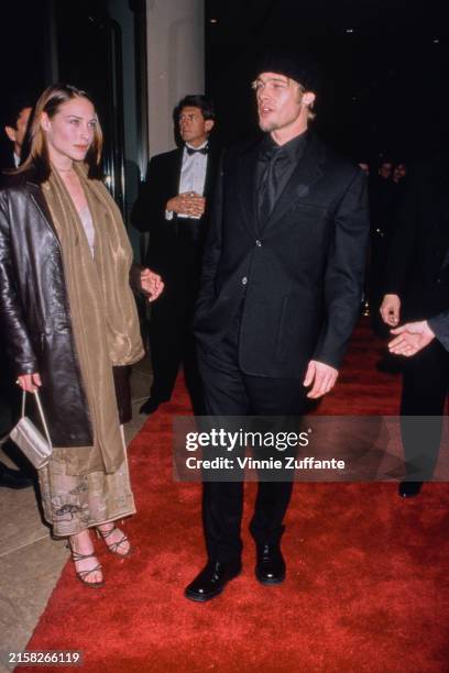 Actor Brad Pitt with actress Claire Forlani at the Writers Guild Awards, Hollywood, California, February 21st 1998.