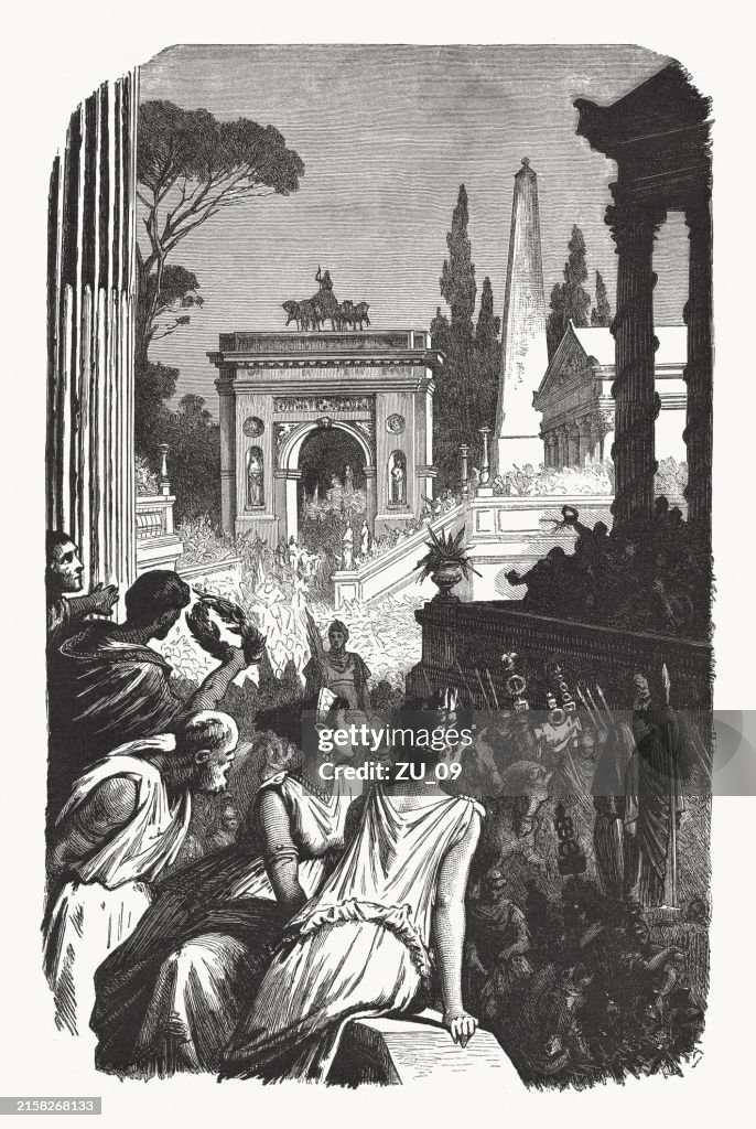 Procession Ancient Rome Triumphal Procession In Ancient Rome Wood Engraving Published In 1888 ...